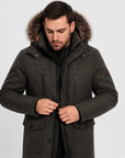 Soviska | Ocieplana parka z kapturem-Odzież wierzchnia męska-Soviska-Czarny-M-Soviska