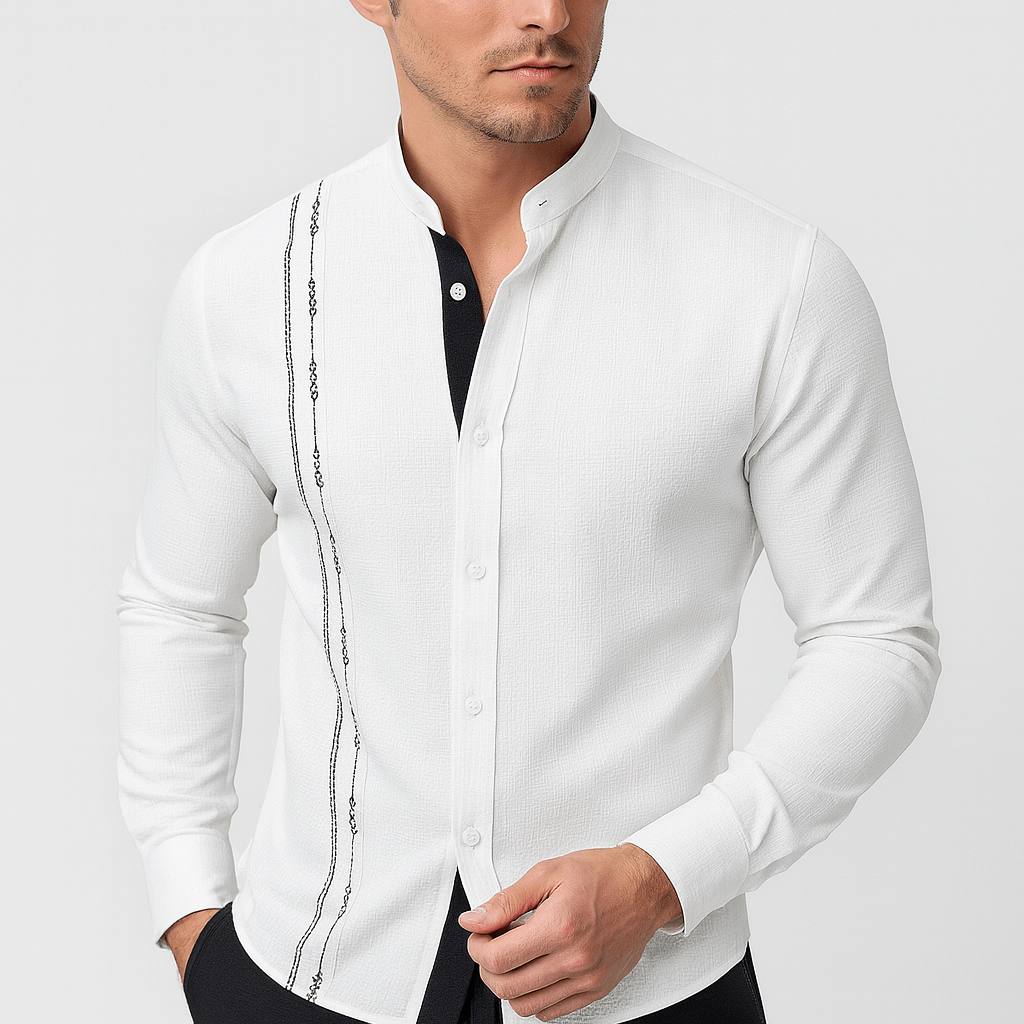 Soviska | Oddychająca dopasowana koszula z długim rękawem-Koszule wizytowe-Soviska-Czarny-S-Soviska