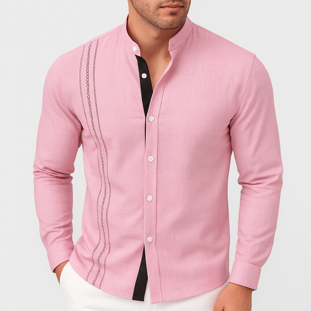 Soviska | Oddychająca dopasowana koszula z długim rękawem-Koszule wizytowe-Soviska-Czarny-S-Soviska