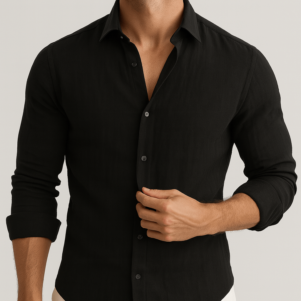 Soviska | Oddychająca lniana koszula z długim rękawem-Koszule casualowe-Soviska-Niebieski-S-Soviska