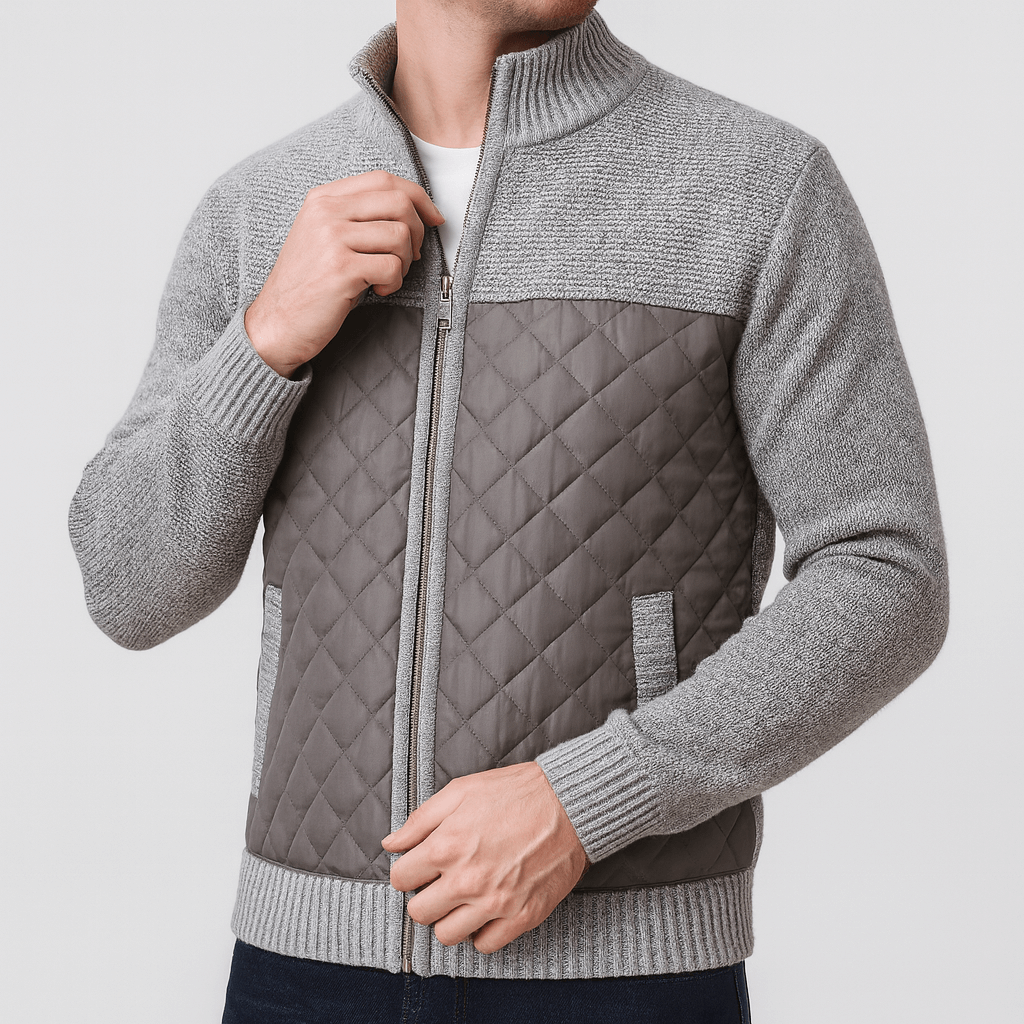 Soviska | Pikowana bluza z dzianinowymi rękawami-Bluzy-Soviska-Czarny-M-Soviska