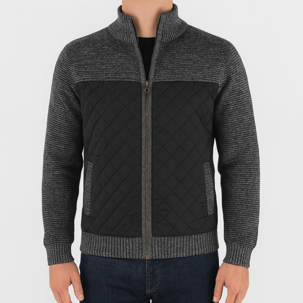 Soviska | Pikowana bluza z dzianinowymi rękawami-Bluzy-Soviska-Czarny-M-Soviska