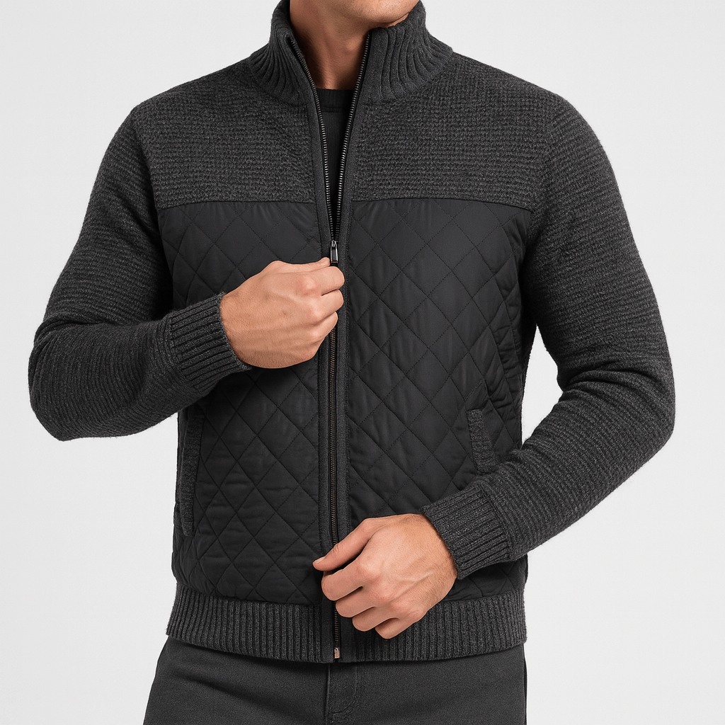 Soviska | Pikowana bluza z dzianinowymi rękawami-Bluzy-Soviska-Czarny-M-Soviska