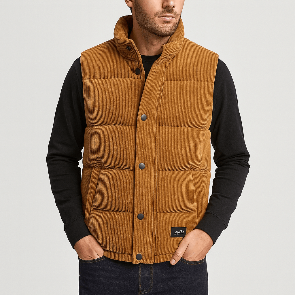 Soviska | Pikowana kamizelka z zamknięciem snap-Kamizelki-Soviska-Brązowy-S-Soviska