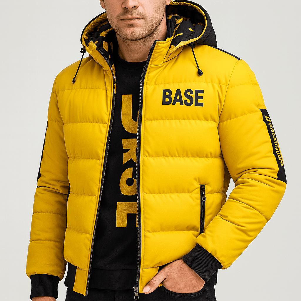 Soviska | Pikowana kurtka puchowa z kapturem-Kurtki-Soviska-Żółty-M-Soviska