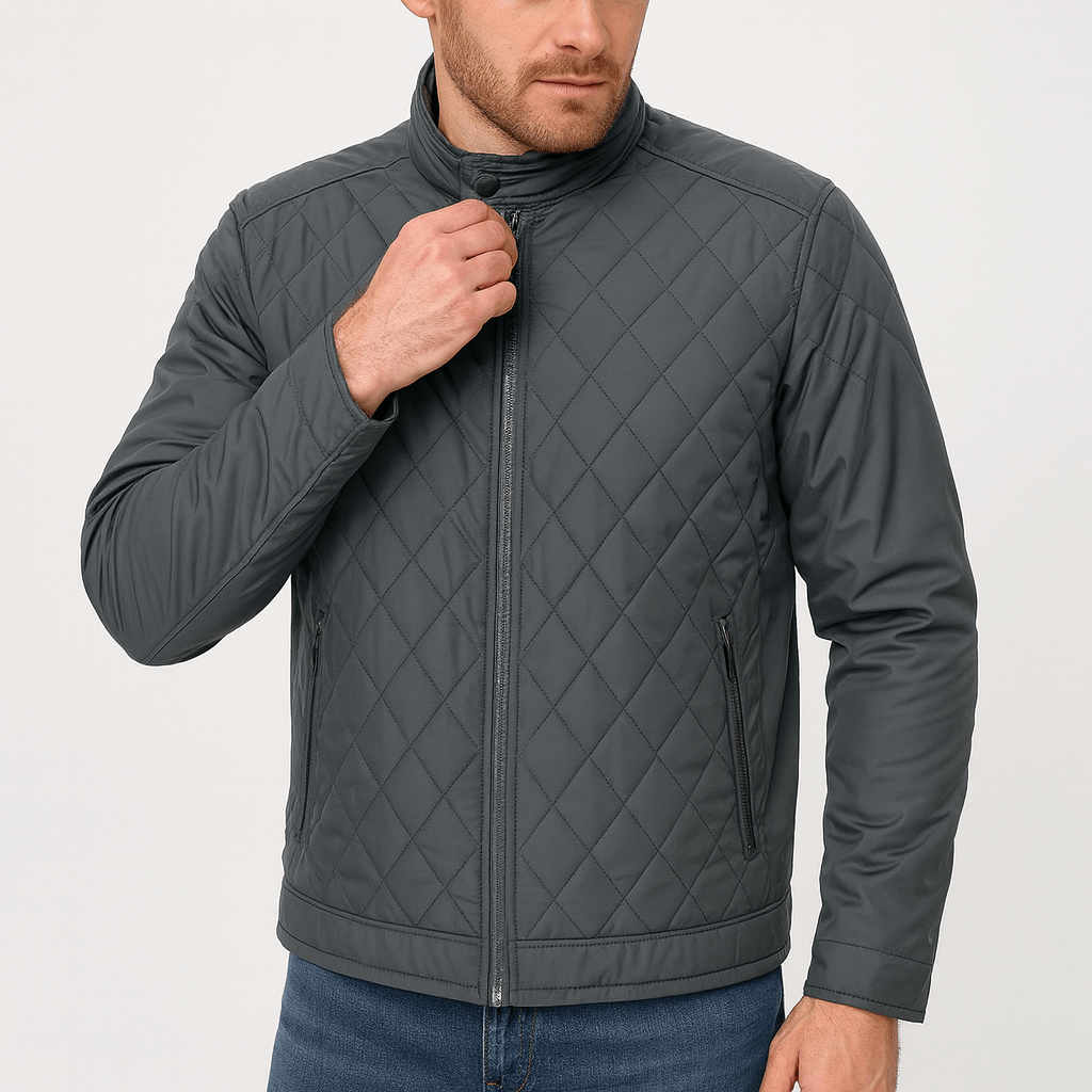 Soviska | Pikowana ocieplana kurtka z wysokim kołnierzem-Kurtki i płaszcze-Soviska-Khaki-M-Soviska