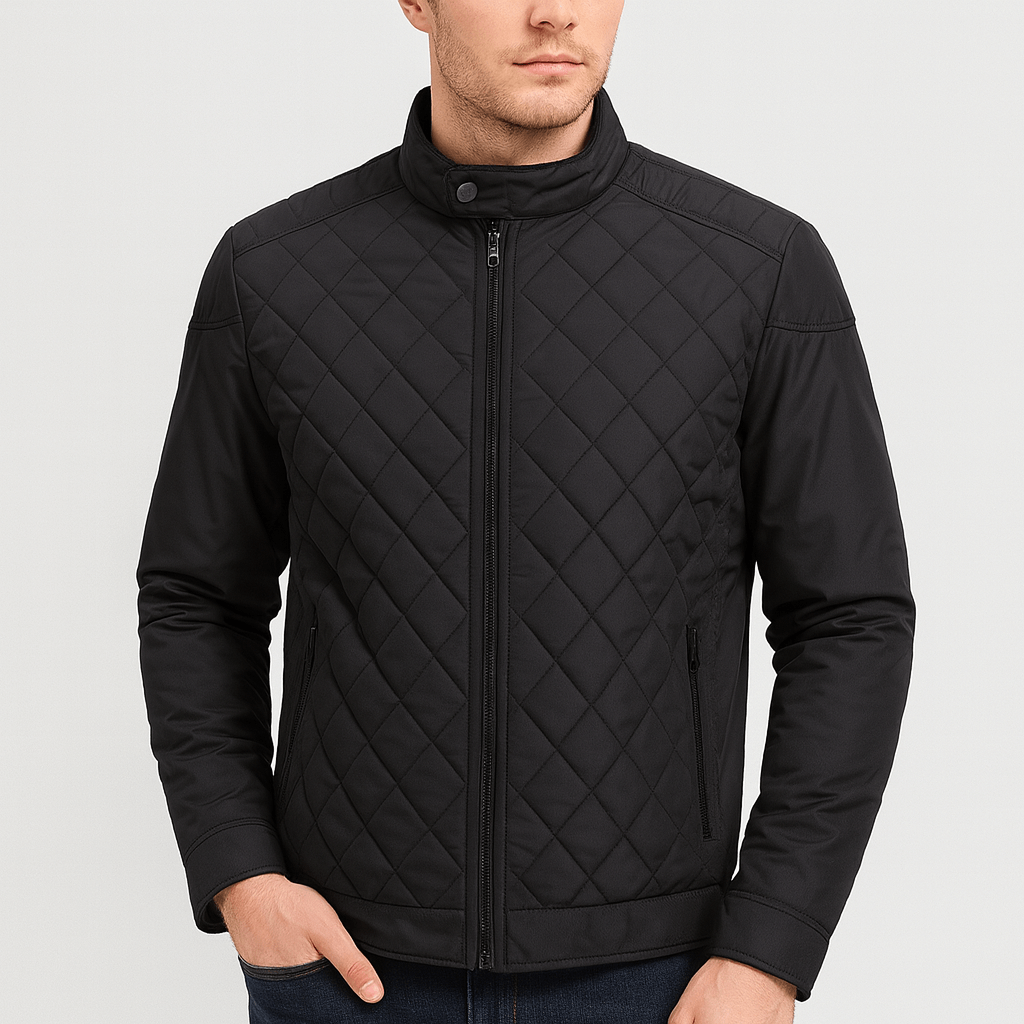 Soviska | Pikowana ocieplana kurtka z wysokim kołnierzem-Kurtki i płaszcze-Soviska-Khaki-M-Soviska