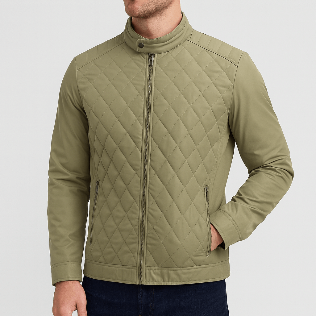 Soviska | Pikowana ocieplana kurtka z wysokim kołnierzem-Kurtki i płaszcze-Soviska-Khaki-M-Soviska