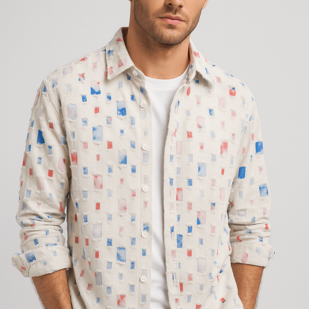 Soviska | Postrzępiona koszula dżinsowa-Koszule-Soviska-Multicolor-M-Soviska