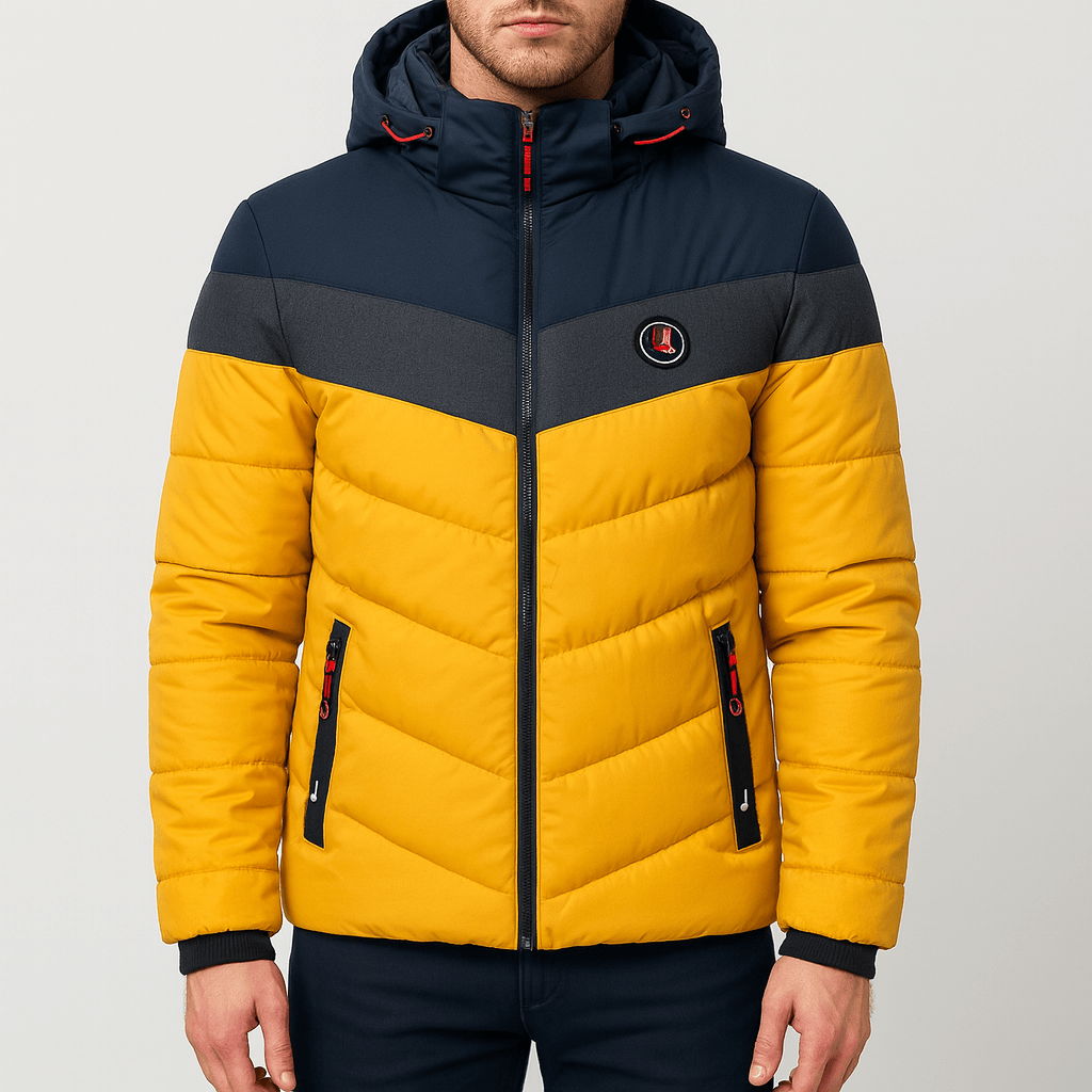 Soviska | Puchowa kurtka zimowa z kapturem-Kurtki zimowe-Soviska-Niebiesko-czervony-S-Soviska