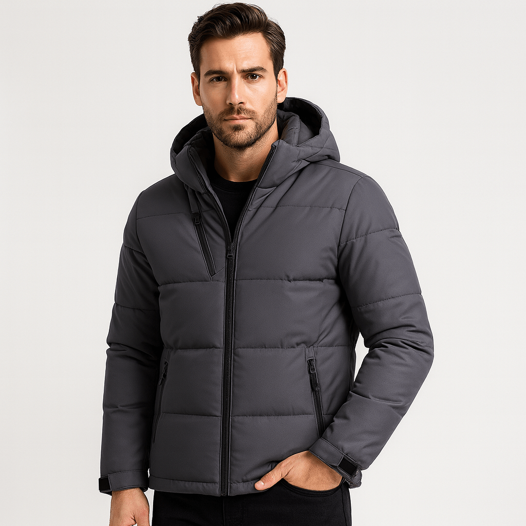 Soviska | Puchowa kurtka zimowa z kapturem-Kurtki zimowe-Soviska-Szary-XS-Soviska