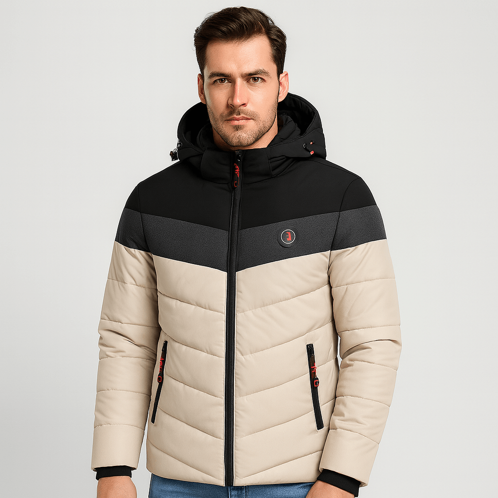 Soviska | Puchowa kurtka zimowa z kapturem-Kurtki zimowe-Soviska-Niebiesko-czervony-S-Soviska