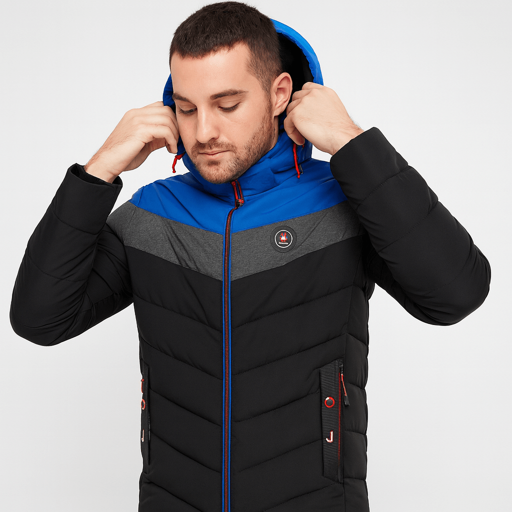 Soviska | Puchowa kurtka zimowa z kapturem-Kurtki zimowe-Soviska-Niebiesko-czervony-S-Soviska