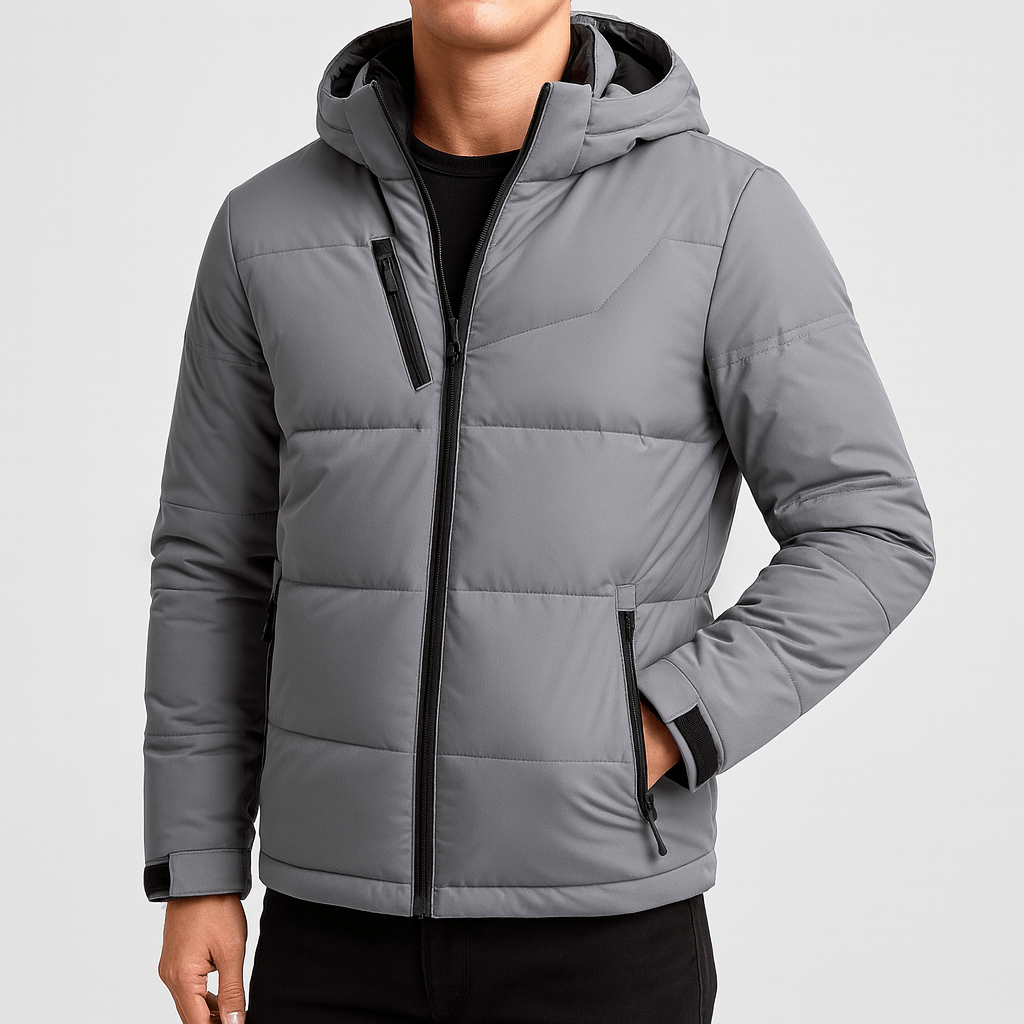 Soviska | Puchowa kurtka zimowa z kapturem-Kurtki zimowe-Soviska-Szary-XS-Soviska