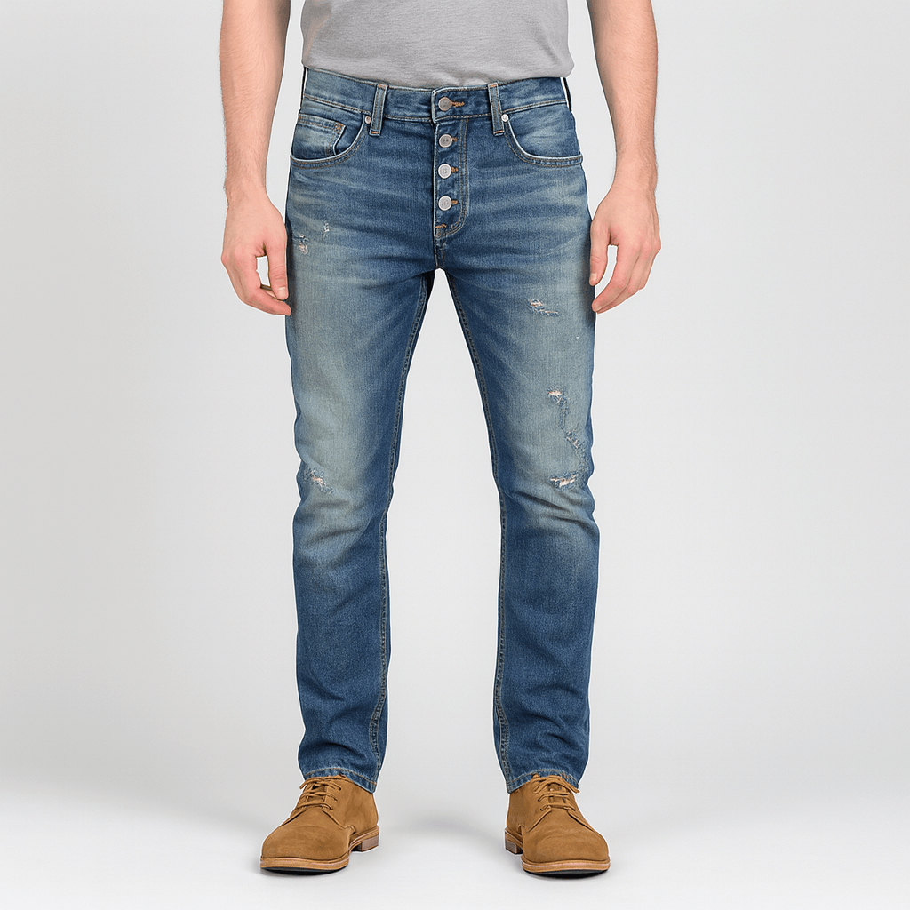 Soviska | Rozdarte dżinsy z przetarciami-Dżinsy męskie-Soviska-Niebieski-27-Soviska