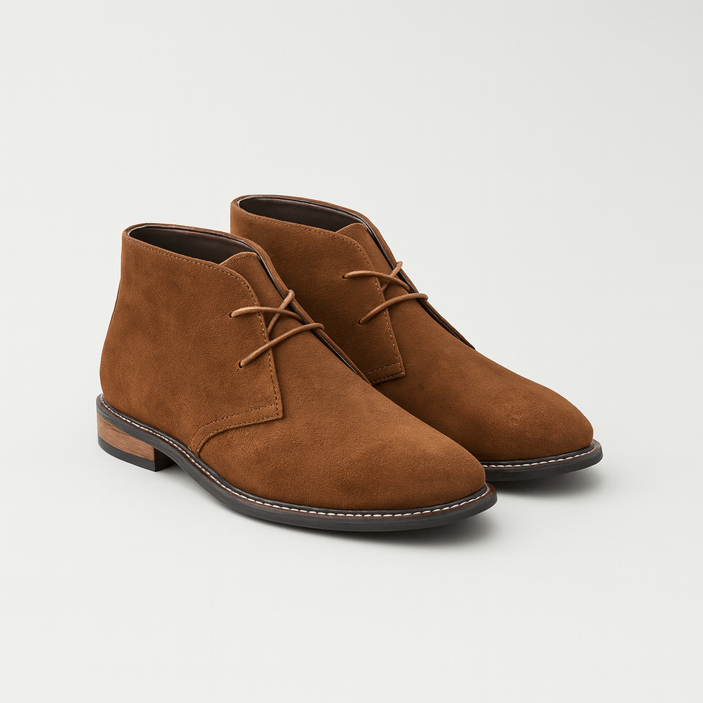 Soviska | Skórzane botki pustynne z gumową podeszwą-Męskie botki-Soviska-Brązowy-39-Soviska