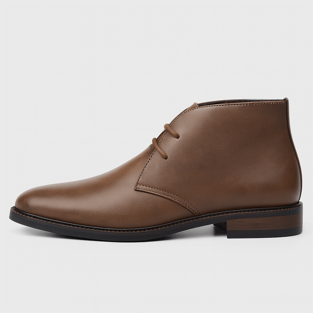 Soviska | Skórzane botki pustynne z gumową podeszwą-Męskie botki-Soviska-Brązowy-39-Soviska