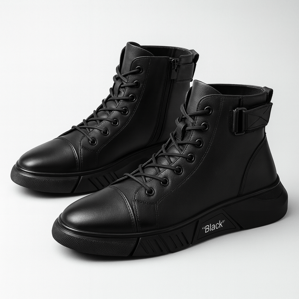 Soviska | Skórzane botki z wysoką przyczepnością-Kozaki-Soviska-Czarny-6.5-Soviska