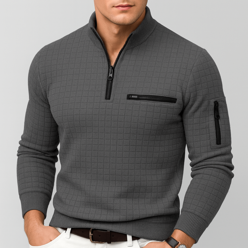 Soviska | Sportowy sweter z zamkiem-Swetry-Soviska-Czarny-S-Soviska