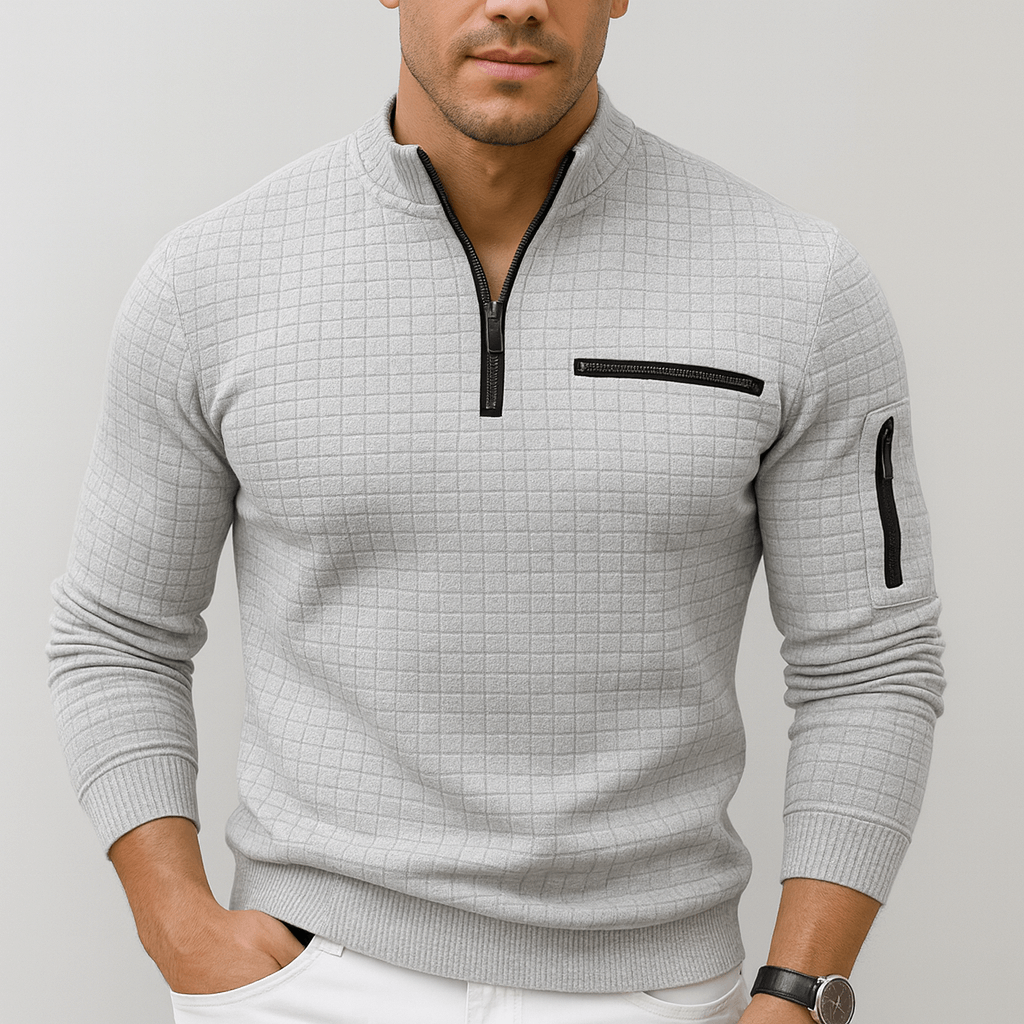 Soviska | Sportowy sweter z zamkiem-Swetry-Soviska-Czarny-S-Soviska