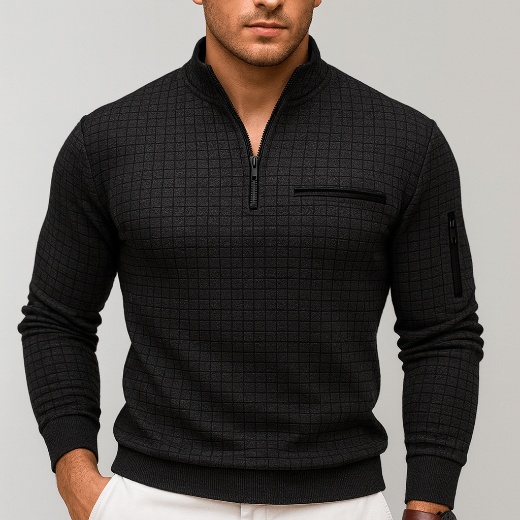 Soviska | Sportowy sweter z zamkiem-Swetry-Soviska-Czarny-S-Soviska