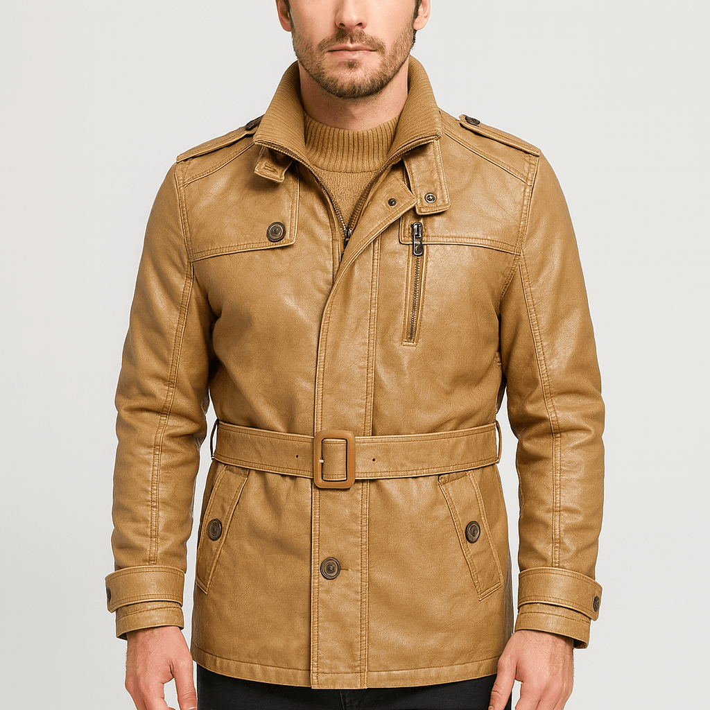 Soviska | Stylowy trencz z pluszową podszewką-Kurtki i płaszcze-Soviska-Żółty-M-Soviska