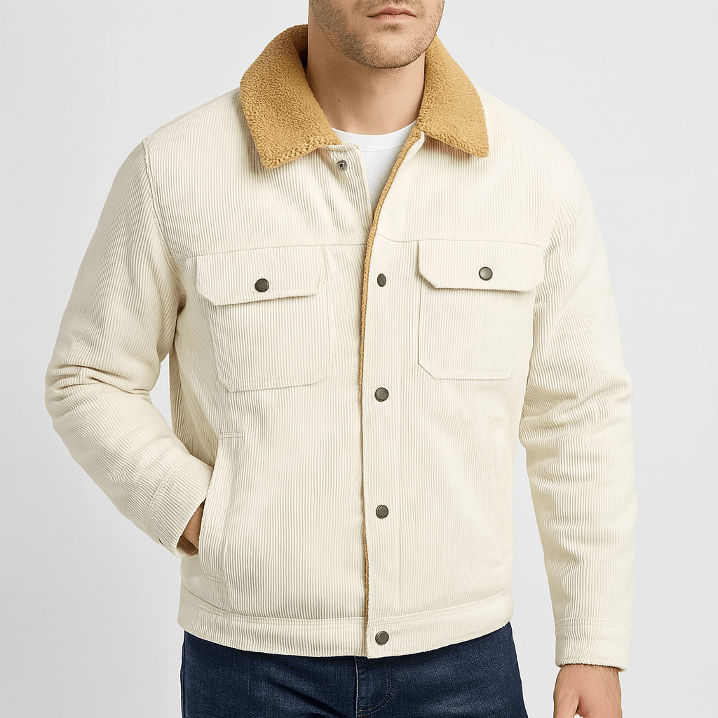 Soviska | Sztruksowa kurtka zimowa z polarem-Kurtki-Soviska-Pomarańczy-M-Soviska