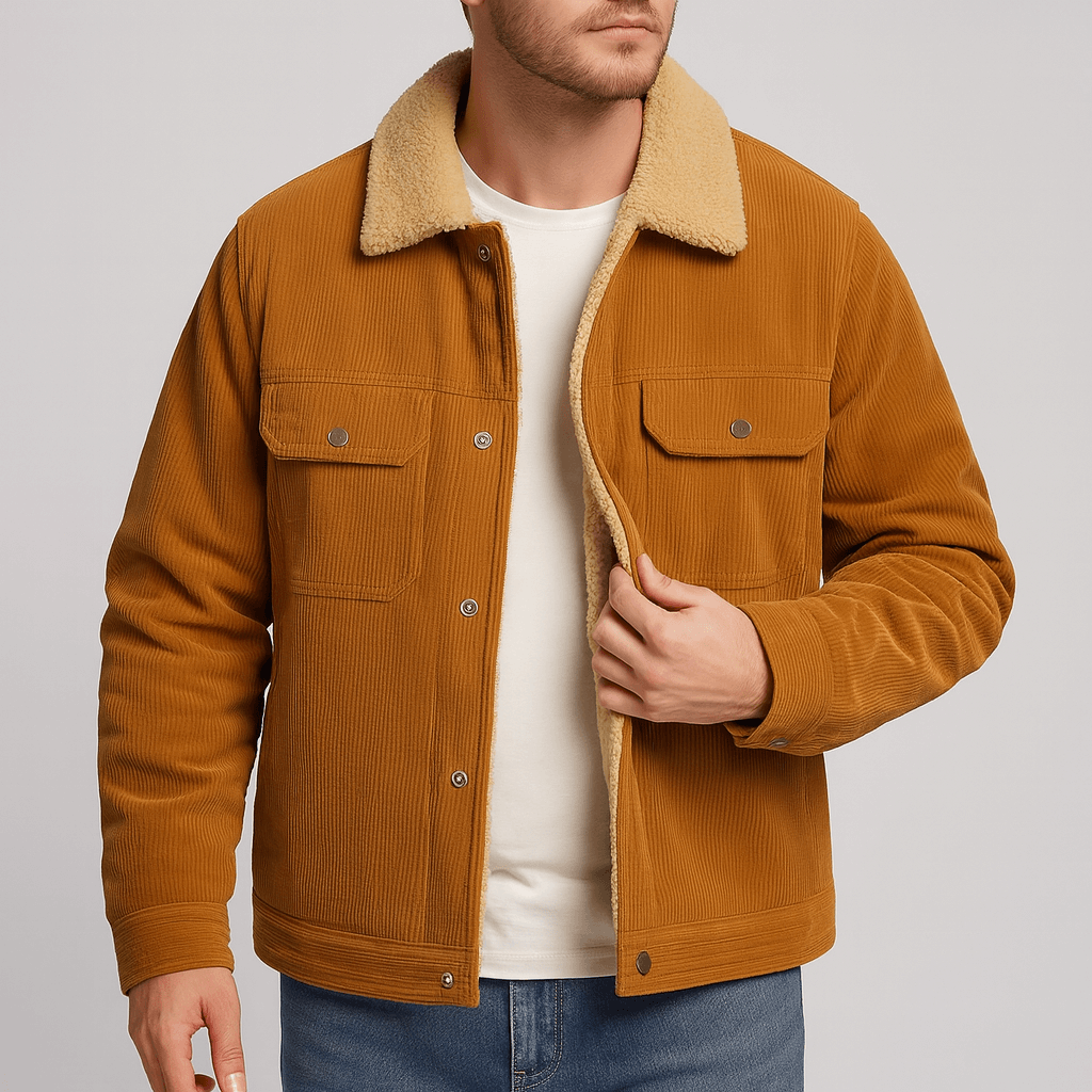 Soviska | Sztruksowa kurtka zimowa z polarem-Kurtki-Soviska-Pomarańczy-M-Soviska