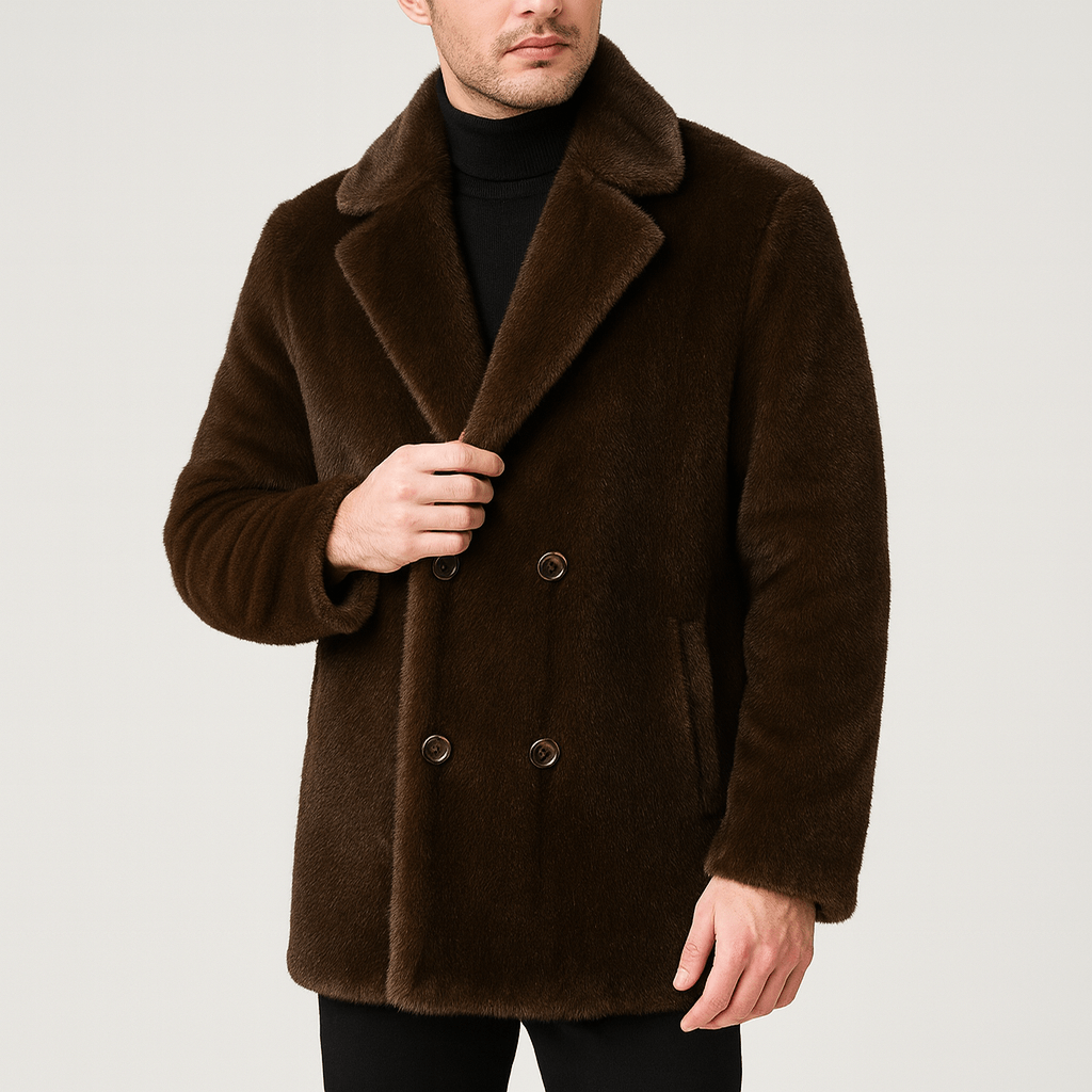 Soviska | Sztuczne futro płaszcz z jednorzędowym zapięciem-Kurtki i płaszcze-Soviska-Szary-S-Soviska