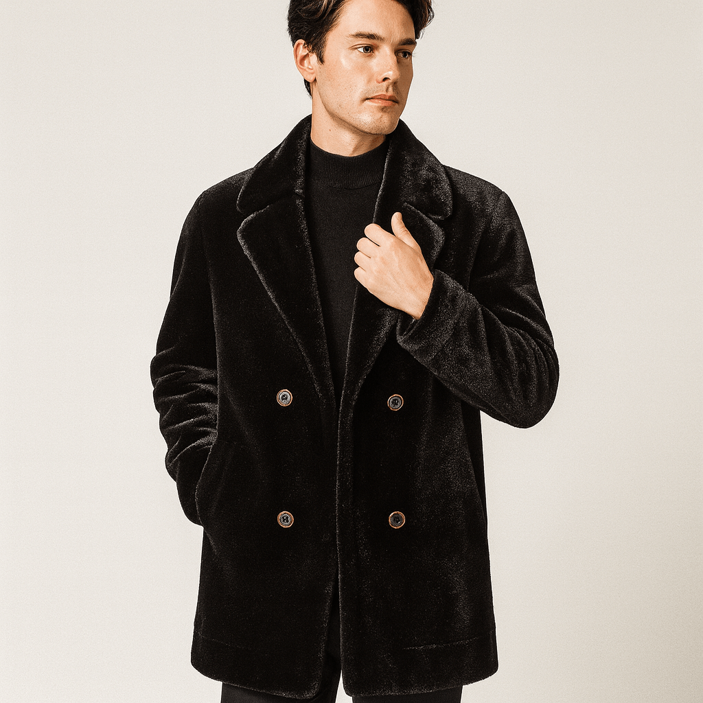 Soviska | Sztuczne futro płaszcz z jednorzędowym zapięciem-Kurtki i płaszcze-Soviska-Szary-S-Soviska