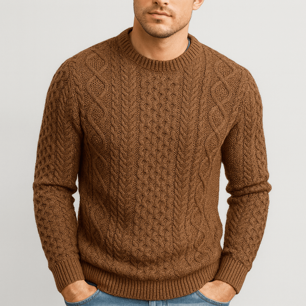 Soviska | Warkoczowy sweter pulowerowy z prążkowanym wykończeniem-Swetry-Soviska-Niebieski-S-Soviska