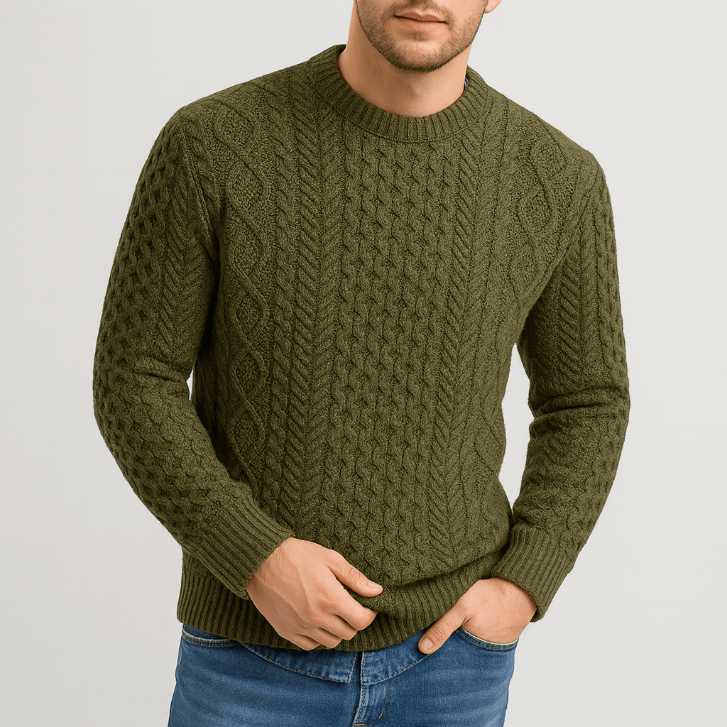 Soviska | Warkoczowy sweter pulowerowy z prążkowanym wykończeniem-Swetry-Soviska-Niebieski-S-Soviska