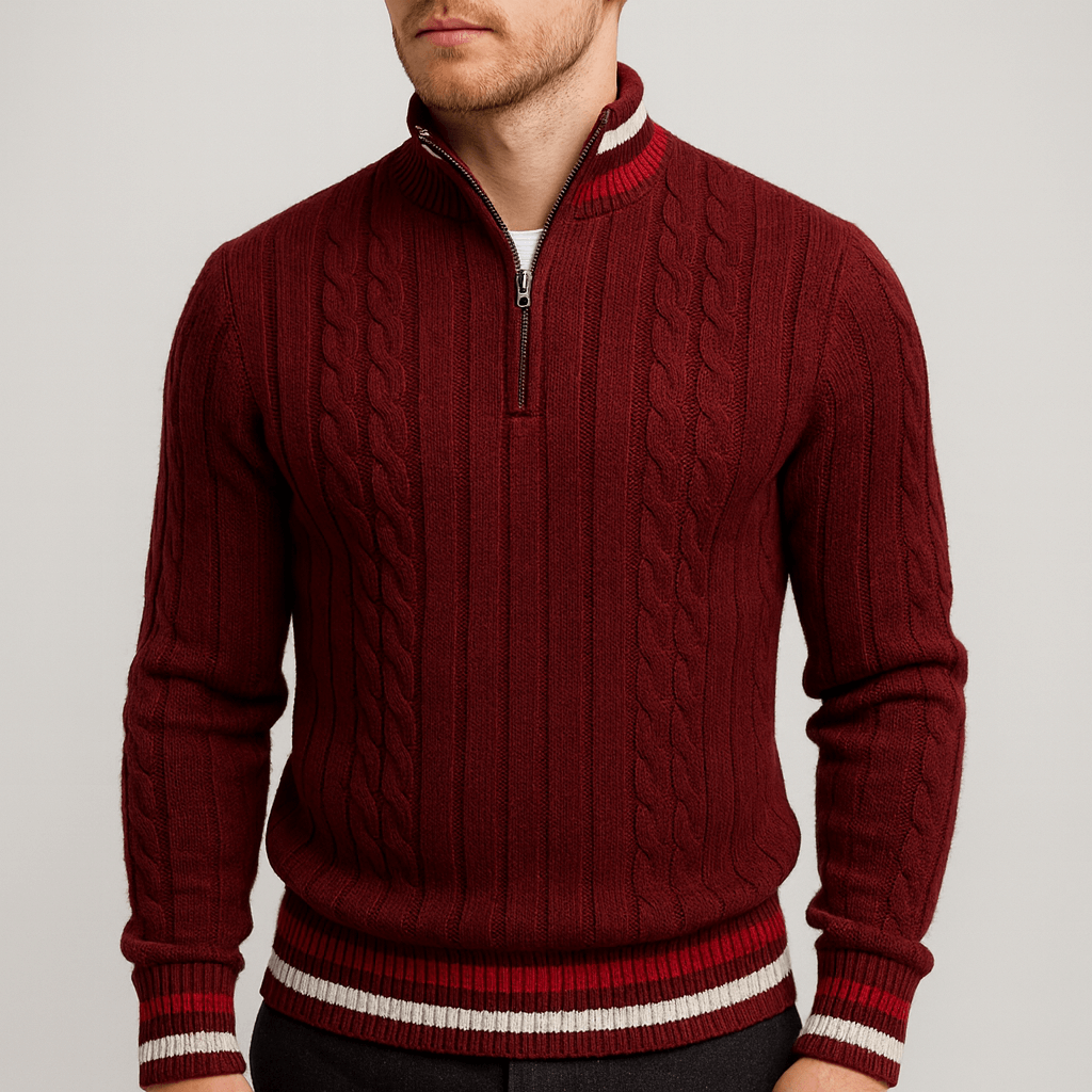 Soviska | Warkoczowy sweter z kołnierzem-Swetry-Soviska-Biały-S-Soviska