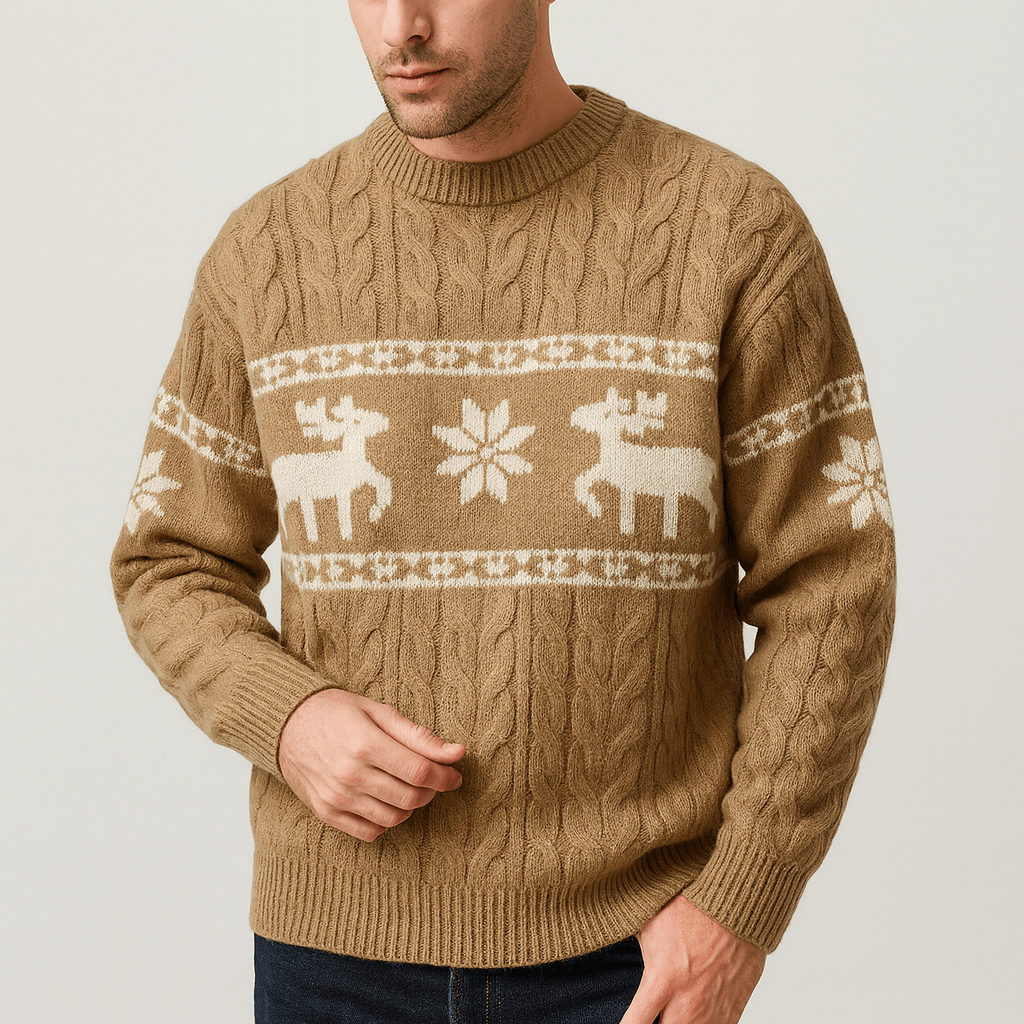 Soviska | Warkoczowy sweter z luźnym krojem-Swetry-Soviska-Khaki-M-Soviska