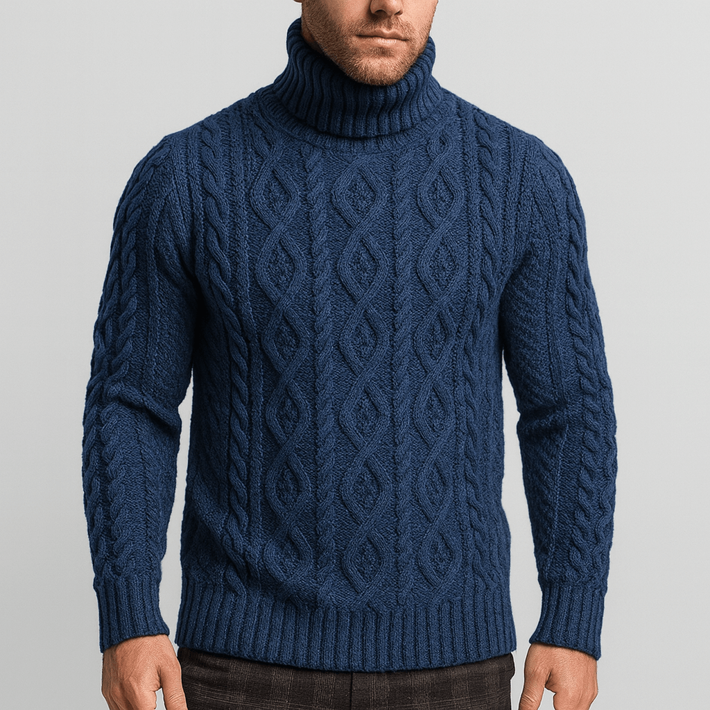 Soviska | Warkoczowy sweter z szalowym kołnierzem-Swetry-Soviska-Biały-S-Soviska