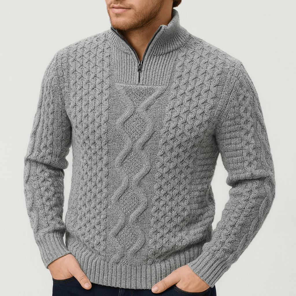 Soviska | Wełniana bluza z zamkiem błyskawicznym-Swetry-Soviska-Szary-M-Soviska