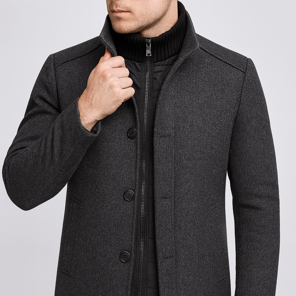 Soviska | Wełniany płaszcz zimowy z pikowaną podszewką-Płaszcze i kurtki-Soviska-Brązowy-S-Soviska