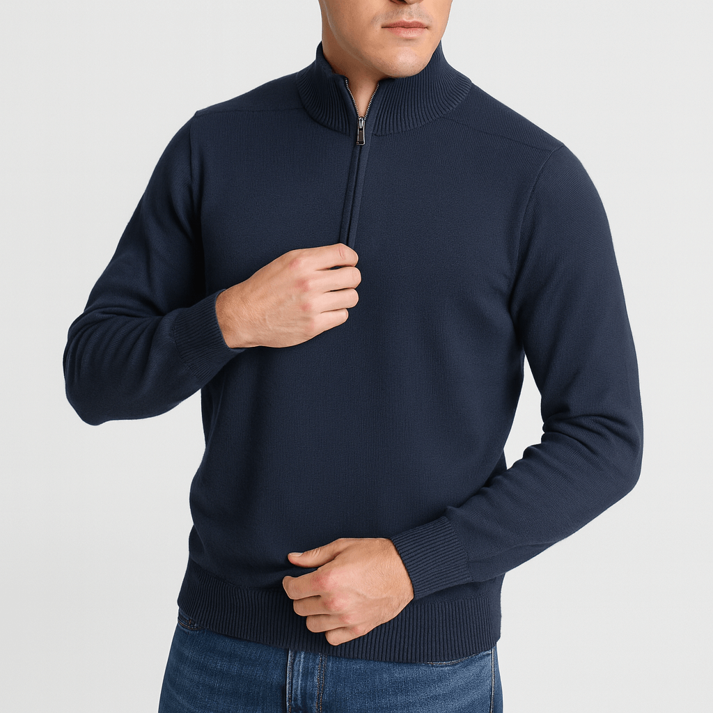 Soviska | Wełniany sweter z zamkiem-Swetry męskie-Soviska-Szary-S-Soviska