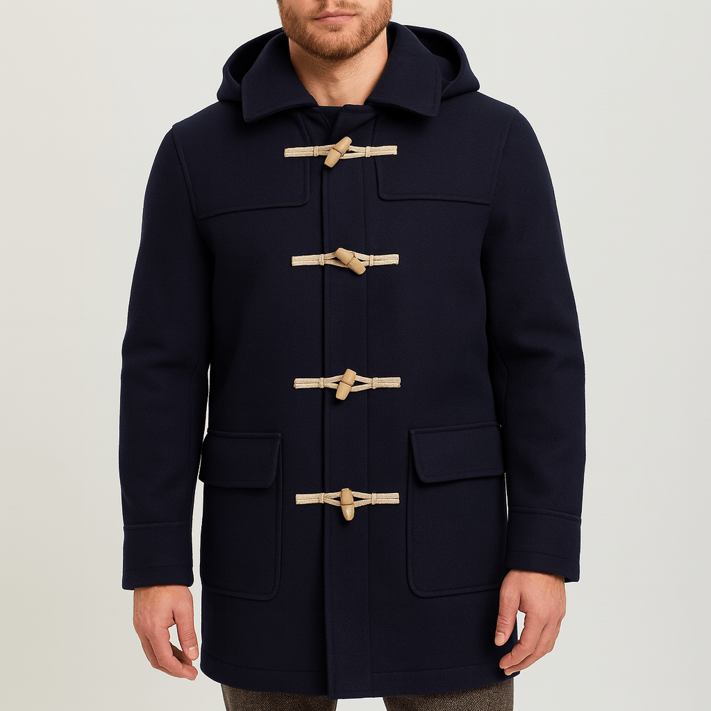 Soviska | Wełniany trencz z kapturem-Płaszcze trench-Soviska-Niebieski-S-Soviska