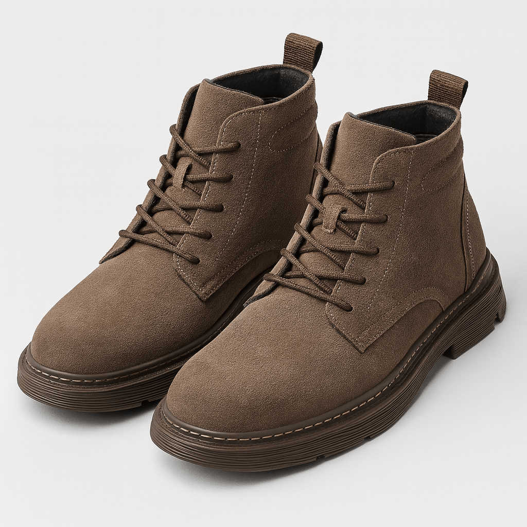 Soviska | Zamszowe buty za kostkę z klasycznym wiązaniem-Męskie buty zimowe-Soviska-Brązowy-39-Soviska